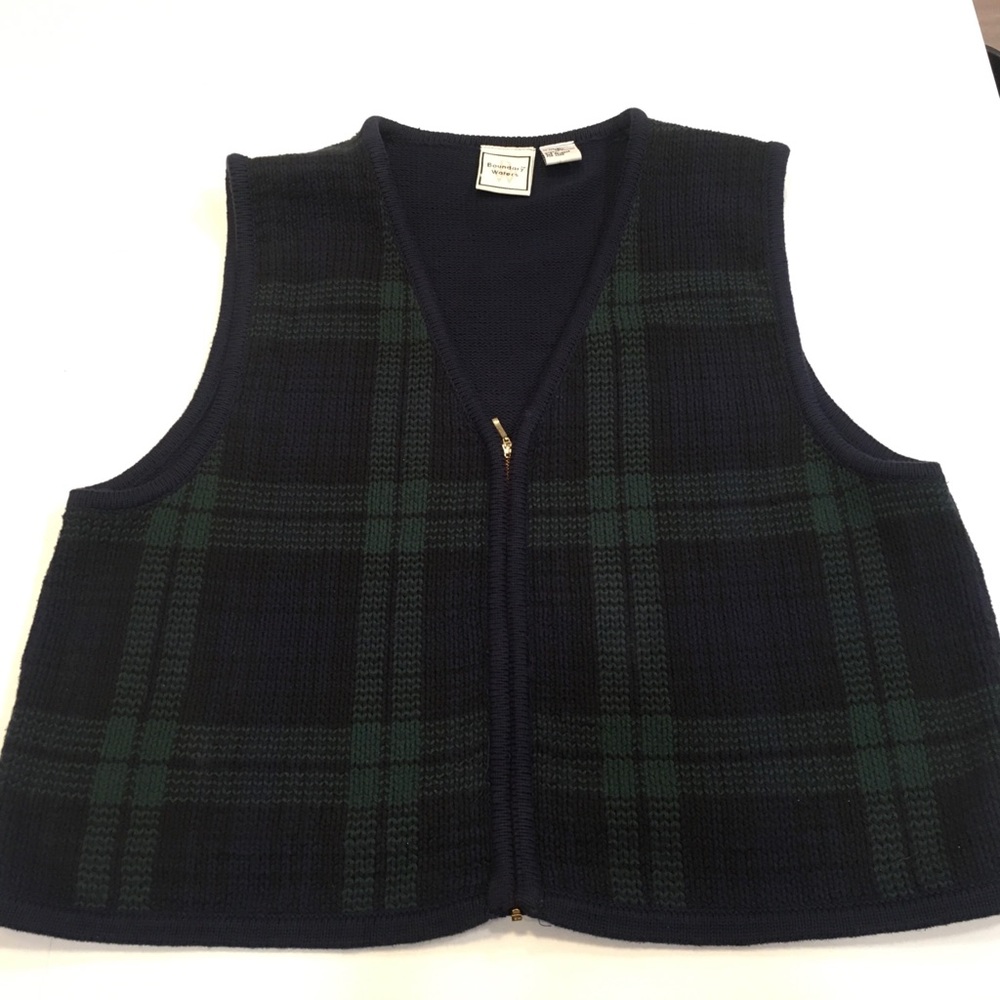 Vintage Green Plaid Sweater Vest